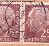 BRD - 25 Pfg. Heuss I waagr. Paar u.a. Paketkarte Stadthagen - Honnef 1961