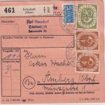 BRD - 90+5x4 Pfg. Posthorn Paketkarte Erlenbach - Amberg 1954