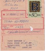 DDR - 50 Pfg. IBA Leipzig Einzelfrankatur Einzahlungsauftrag Wurzen 27.7.89