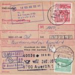 DDR - 2x30+10 Pfg. Aufbau/Kleinformat Einzahlungsauftrag Auerbach 30.6.89