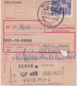 DDR - 2x40 Pfg. Aufbau/Brandenburger Tor Einzahlungsauftrag Plauen 4 31.10.89
