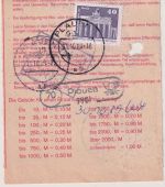 DDR - 2x40 Pfg. Aufbau/Brandenburger Tor Einzahlungsauftrag Plauen 4 31.10.89
