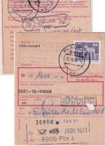 DDR - 2x40 Pfg. Aufbau/Brandenburger Tor Einzahlungsauftrag Plauen 4 31.10.89