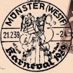 DR - Münster (Westf.) Karneval 1939 SST 6 Pfg. WHW-Sonderganzsache n. Berlin