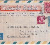 Brasilien - 10 Cr. Freimarke u.a. illustr. Luftpostbrief Curitiba Bacharach 1957