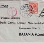 Niederlande - Firstflight Postjager Amsterdam Batavia Luftpostbrief Sneek 1933