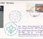 Aland - Lufthansa 1st-flight Montreal Los Angeles Zuleitungspost 1988