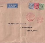 England - 2 1/2 + 1 + 1/2 P. Georg V. Perfin Luftpostbrief London - Berlin 1934