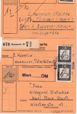 BRD - 30 Pfg. Bed. Deutsche MEF 2 Paketkarten/versch. Portostufen 1962