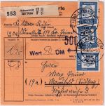 BRD - 3x40 Pfg. Bed. Deutsche Wertpaketkarte Adenstedt ü. Peine - Mansfeld 1962