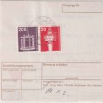 BRD - 200+20 Pfg. I&T Nachnahme-Paketkarte Frankfurt a/M - Aiglsbach 1989