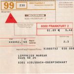 BRD - 200+20 Pfg. I&T Nachnahme-Paketkarte Frankfurt a/M - Aiglsbach 1989