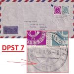 BRD - 50+5 Pfg. Posthorn Frankfurt a.M. FA2 DPST7 Luftpostbrief n. USA 4.1.53