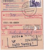 DDR/VGO - 200 Pfg. u.a. Freimarken Einzahlungsauftrag Sonneberg 10.9.90
