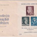DDR - Schiller-Jahr 1955 Blockausgabe Schmuck-FDC ESST Berlin 30.4.55