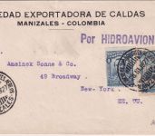 Kolumbien - 30 C. Scadta ua Luftpostbrief "Por Hidroavion" n. USA Manizales 1927