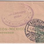 Mexiko - 2 C. Ganzsache/Streifband+Zusatz n. ITALIEN 1929