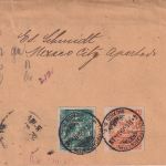 Mexiko - 2x10 C. Postkutsche ua Einschreiben-Geschäftspapiere n. ÖSTERREICH 1899
