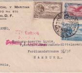Mexiko - 50 C. Flugpostausgabe u.a. Luftpostbrief n. Hamburg via paris 1933