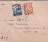 Mexiko - 20+8 C. Freimarken Einschreibebrief n. USA Guaymas - Chicago 1927