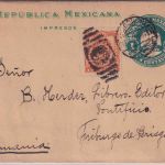Mexiko - 1 C. Ganzsache+Zusatz/Streifband n. Freiburg 1905