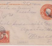 Mexiko - 5 C. Ganzsache+Zusatz/Einschreibebrief Zacatecas - Mexico City 1914