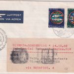 Schweiz - KLM Olympia Sonderflug Budapest Mexiko 1968 Zuleitungspost