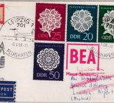 DDR - BEA Messe-Sonderflug Leipziger Messe Luftpost-Einschreibebrief 1968