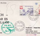 Vatikan - Air Tanzania Firstflight Zürich Dar es Salaam Zuleitungspost 1980