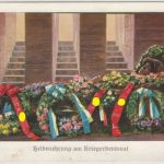 DR - Heldenehrung a. Kriegerdenkmal, farb. Propagandakarte Feldherrnhalle