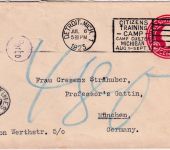 USA - 2 C. Ganzsache/Brief Detroit - München 1923 30 C./480 M. Nachporto