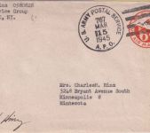 USA - 6 C. Ganzsache/Luftpostbrief US Army APO 767 (Italien) n. Mineapolis 1945