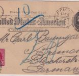 USA - 1 C. Ganzsache+Zusatz/Karte Chicago - Bremen 1894 - Nachporto