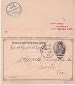 USA - 1/1 C. Antwort-Ganzsache Zudruck Gulf Bag Co. n. MEXIKO New Orleans 1897