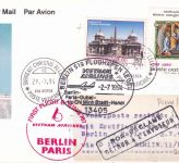 Vatikan - Vietnam Airlines Firstflight/EtappeBerlin Paris 1994 Zuleitungspost