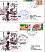 Belgien/Bahamas - SABENA Firstflight Brüssel/Nassau/Brüssel 1974 2 Belege