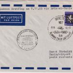 DDR - SABENA Firstflight Brüssel - Tunis 1965 Zuleitungspost Ost-Berlin