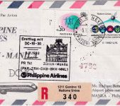 UNO Genf - Philippine Airlines 1st-Flight Zürich Manila Zuleitungspost Genf 1982