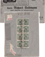 DR-Infla - 50 Mio. Korbdeckel dst./8er-Block u.a. illustr. Brief Dresden 9.11.23