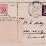 DR-Infla - 50 Pfg. Holztaube Drucksachenkarte SST Leipzig Germania-Ring 20.8.22