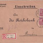 DR-Infla - 2x5 Mio. Korbdeckel Einschreibebrief Hof - Bensheim 12.10.23