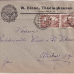 DR - 2x1,50 M. Reichspostamt Firmenbrief Thedinghausen - Oldenburg 1.8.22