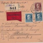 Bayern - 50+2x20 Pfg. Ludwig Eil-Paketkarte Uttenreuth - Plattling 24. DEZ 15