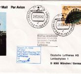 Sowjetunion - Lufthansa Erstflug Leningrad - München 1984 Hinweisstempel !