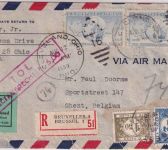USA - 2x15 C. UPU airmail to BELGIUM Cleveland - Gent 1950 postage due