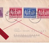 All.Bes./Kontrollrat - 50 Pfg. Hannover Expo u.a. Eilbrief Nürnberg 20.6.48