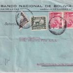 Bolivien - 10 C. Halbierung u.a. Zensurbrief n. BELGIEN La Paz 1941 (?)