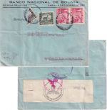 Bolivien - 10 C. Halbierung u.a. Zensurbrief n. BELGIEN La Paz 1941 (?)