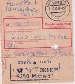 DDR - 5 Pfg. Flugpostmarke 3er-Str. Einzahlungsauftrag Mittweida 1989
