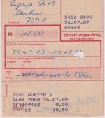 DDR - 15 Pfg. 150 J. Eisenbahn L-DD Einzahlungsauftrag Bennewitz/Wurzen 1989
